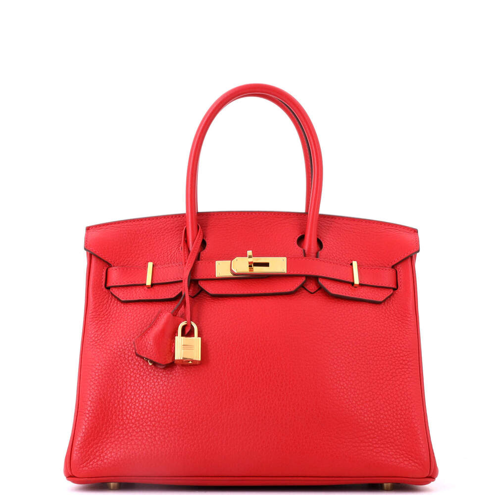 Hermes Birkin 30 Red Clemence with Gold Hardware